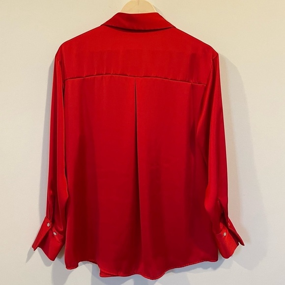 Satin Blouse Zara Relaxed Fit Polyester Primary Red Office Small Office Siren - Picture 6 of 11